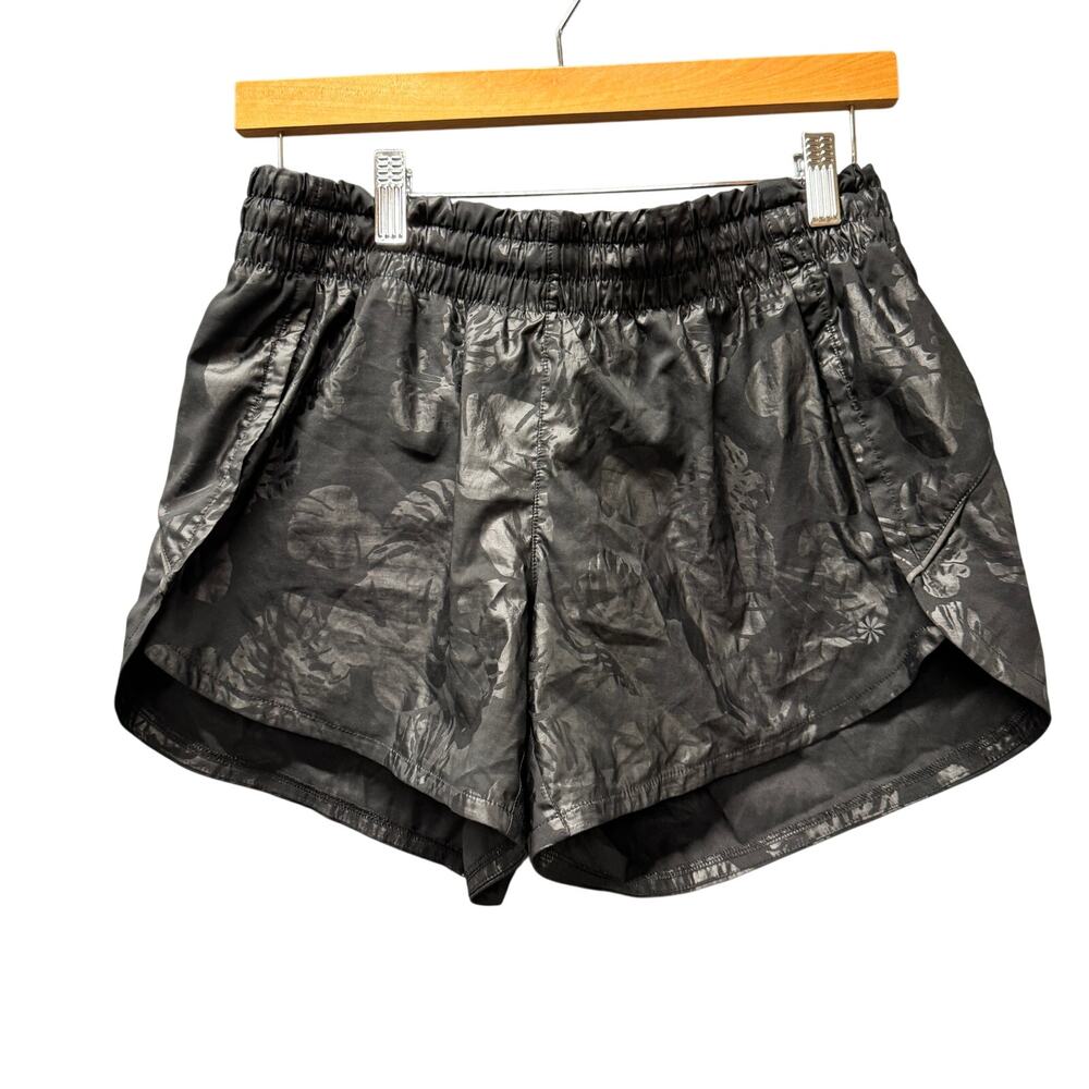 Athleta Running Shorts Womens‎ Small Black Print Racer Activewear Lined